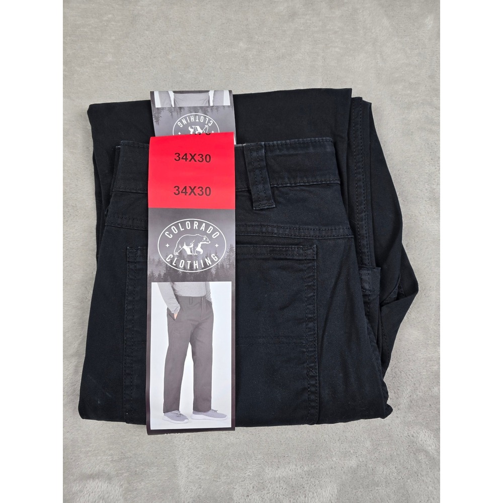 Colorado Clothing Utility Pants Mens 34x30 Fit 34x28 Black Stretch Twill *Read
